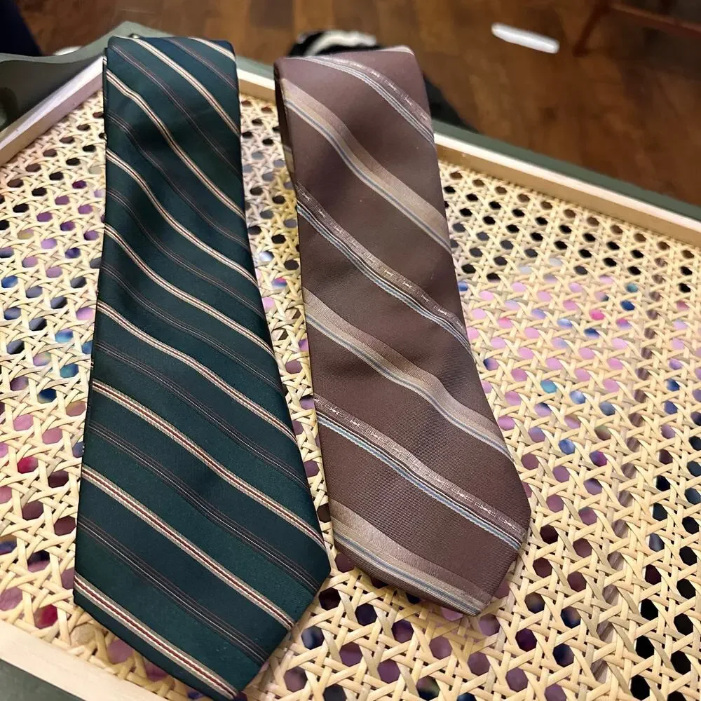 Vintage Sears Men’s Store REPP Ties‎ Lot of 2 Regimental Striped Textured Ties